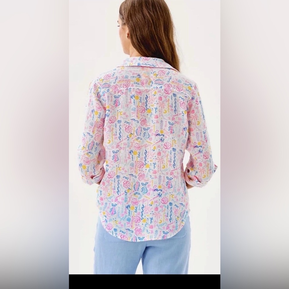 NWOT Lilly Pulitzer Seacoast Linen Summer Serenade Button Down - Picture 3 of 11